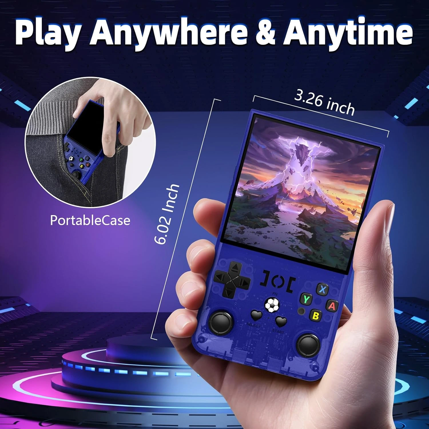 R36MAX Retro Handheld Game Console, 4.0 Inch IPS Screen, 64GB Memory, Portable Arcade Video Gaming Console Gift for Adults, Lake Blue - Image 2