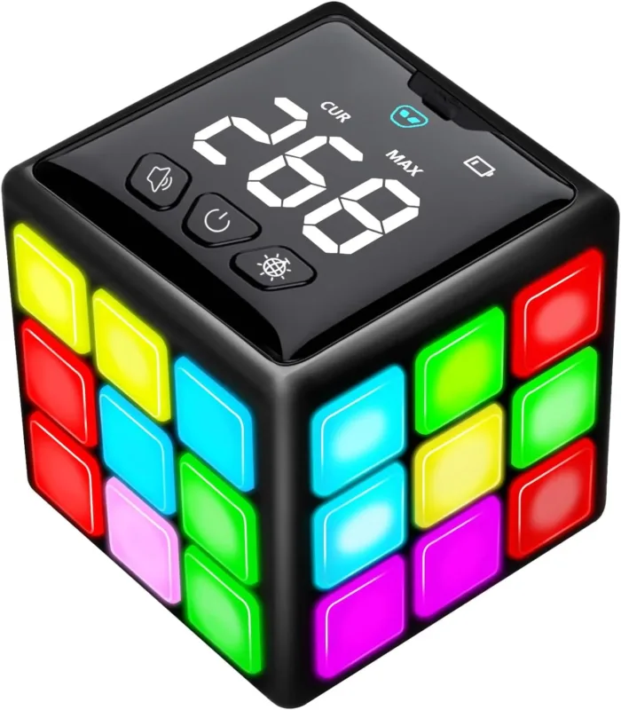 Rechargeable Game Handheld Cube - 15 Fun Brain & Memory Game with Score Screen