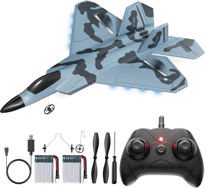 RC Plane, Remote Control Airplane, Drone for Kids and Beginners F-22 Glider Fighter Jet, Ready to Fly