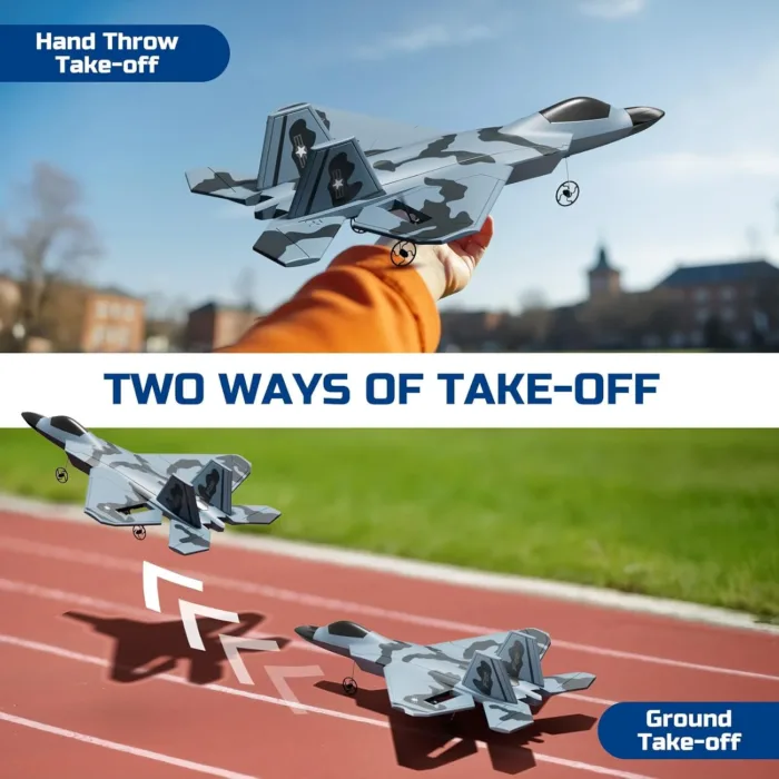 RC Plane, Remote Control Airplane, Drone for Kids and Beginners F-22 Glider Fighter Jet, Ready to Fly - Image 2